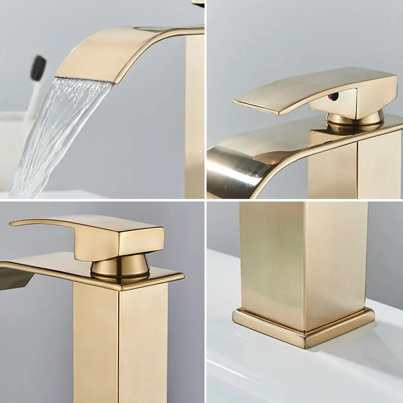 Ulgksd Waterfall Basin Faucet Single Handle Deck Mounted Hot Cold