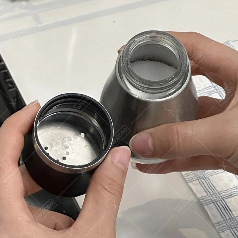 Glass Spice Bottle Set With Adjustable Refillable Salt Pepper Shakers