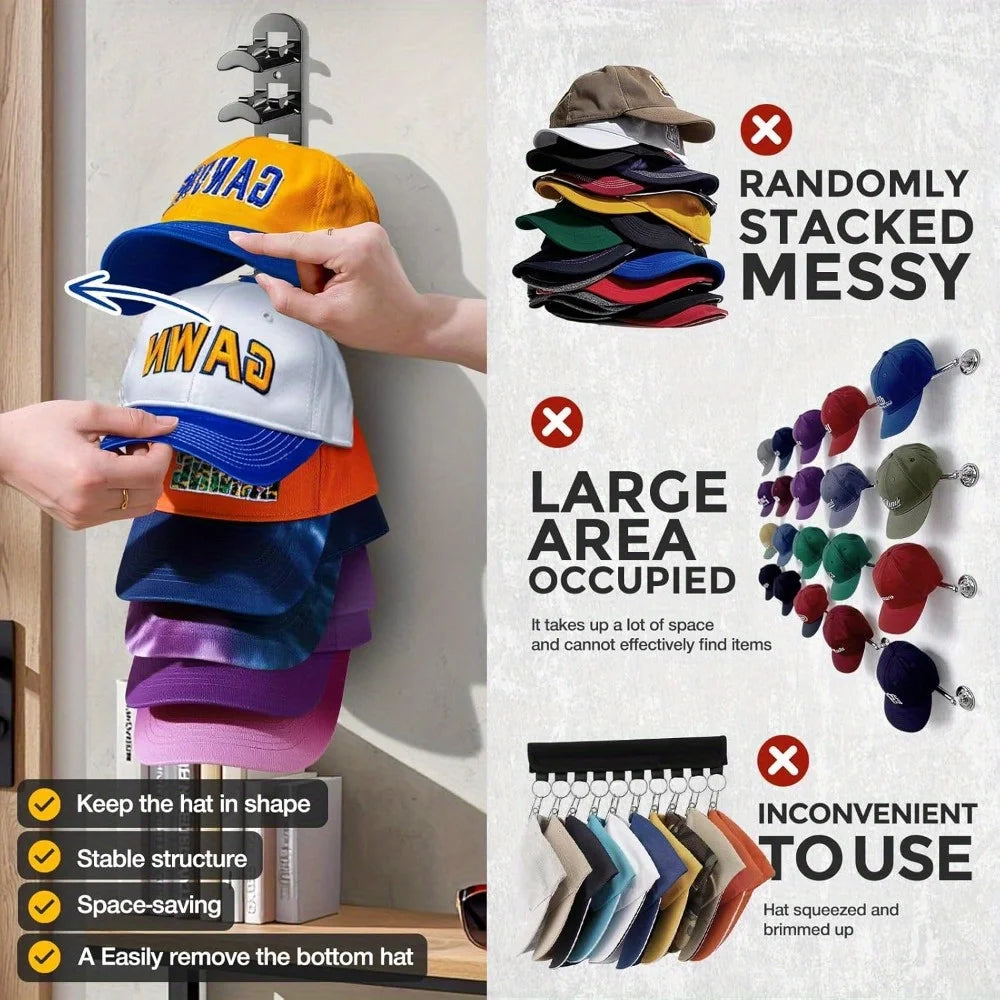 Multi Layer Plastic Wall Hat Organizer Adhesive Or Drill Mount