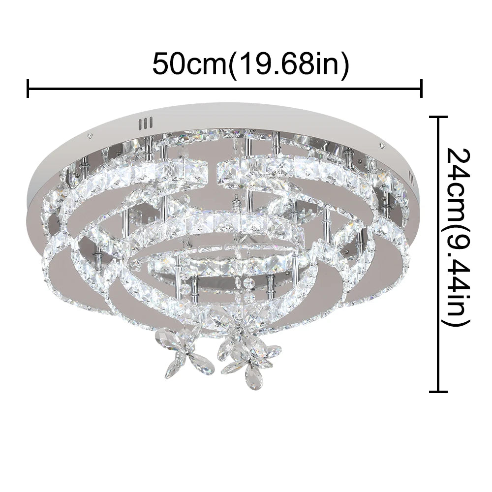 Vetrulus Crystal Chandelier Led Pendant Light Living Dining Room Dimmable