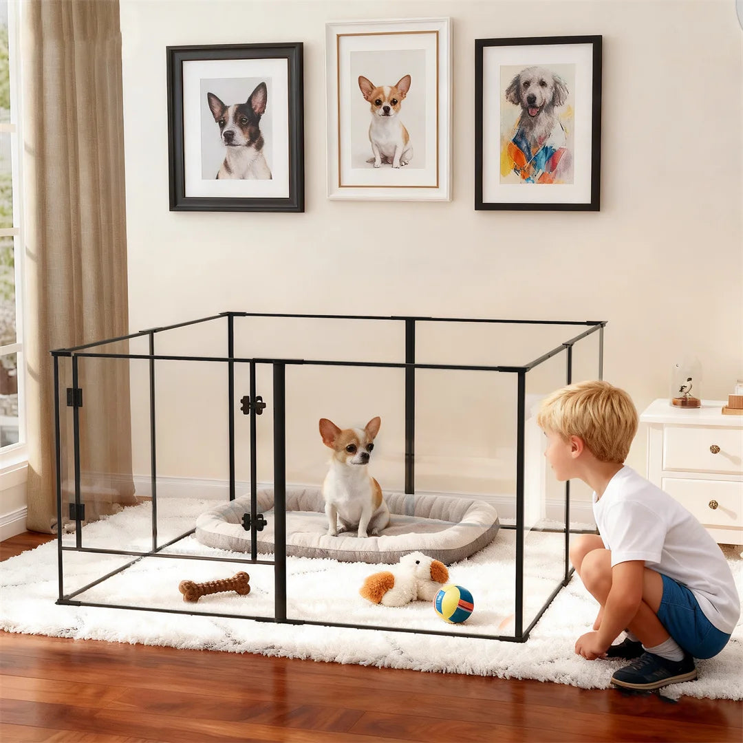 Bingopaw 8-Panel Acrylic Dog Playpen For Indoor Training And Whelping
