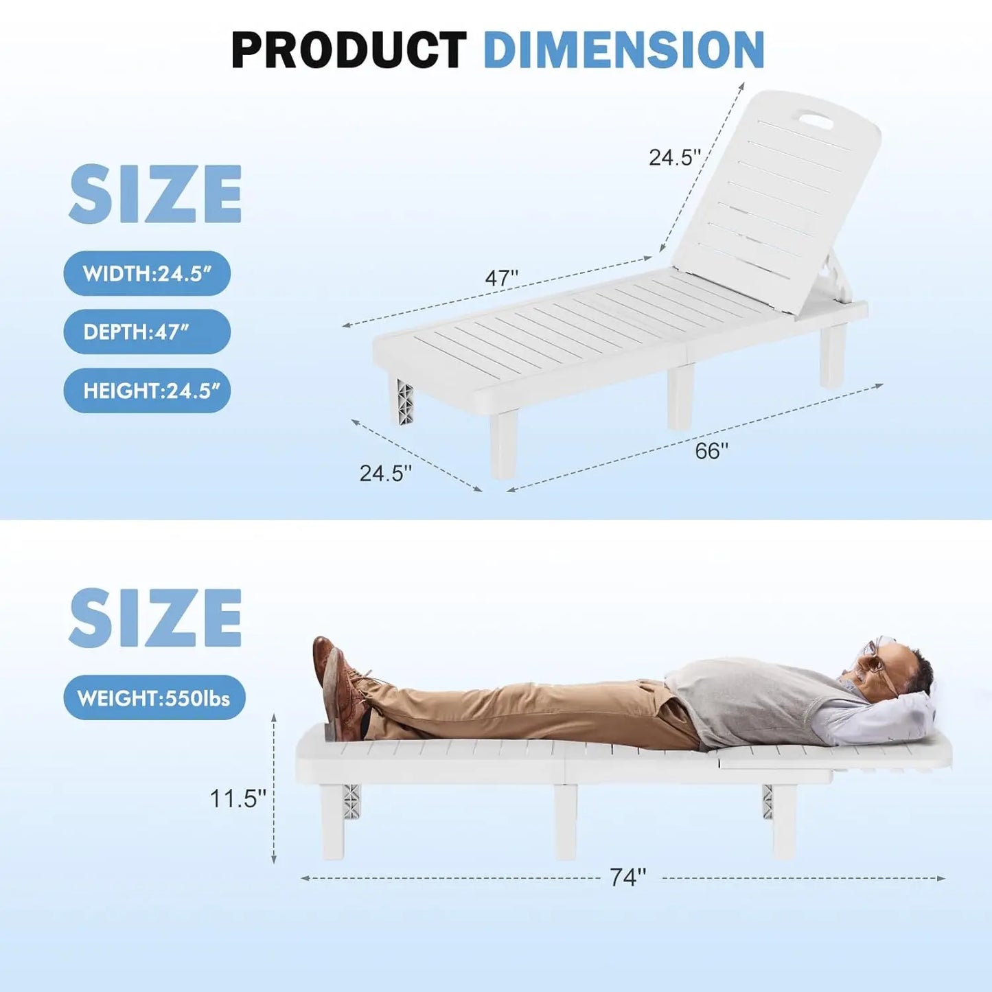 Waterproof Adjustable Resin Chaise Lounge Chair Set With Cup Holder
