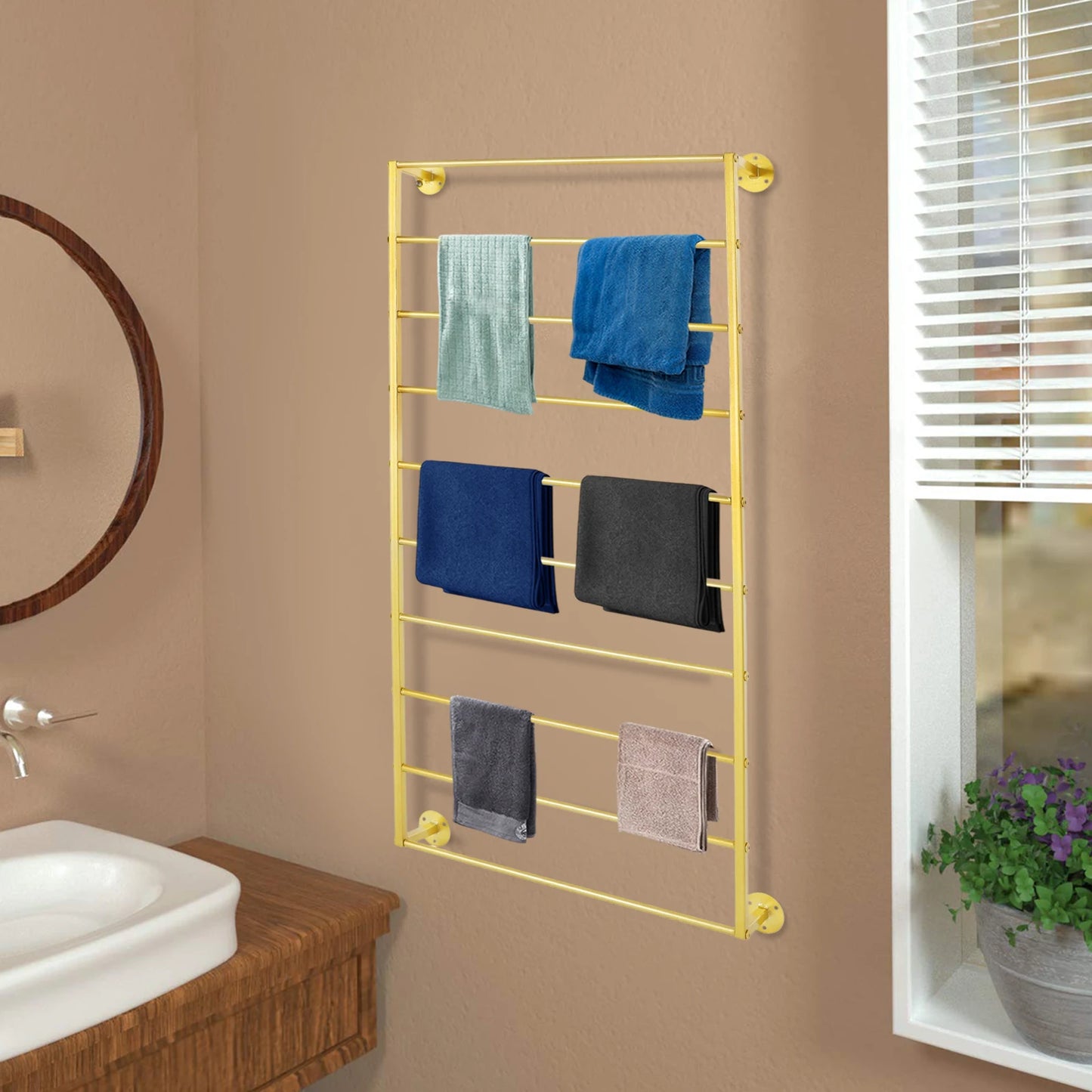 Indoor Wall Mounted Scarf And Towel Display Rack Organizer