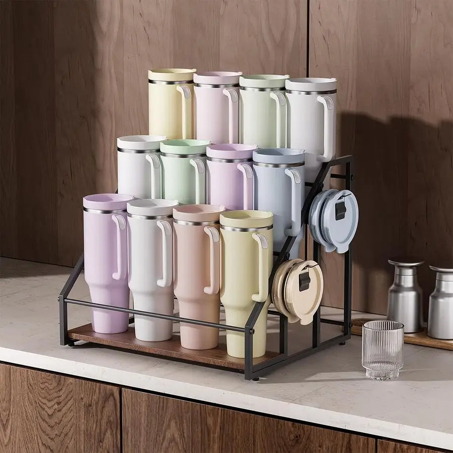 Bamboo Water Bottle Organizer for Stanley Tumblers and Large Cups