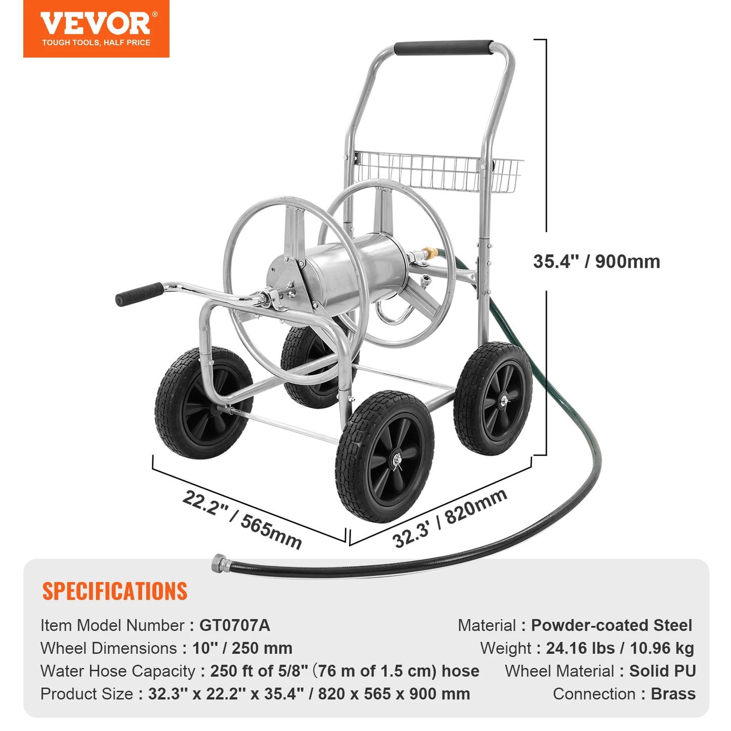 SucceBuy Hose Reel Cart Heavy Duty Garden Watering Basket