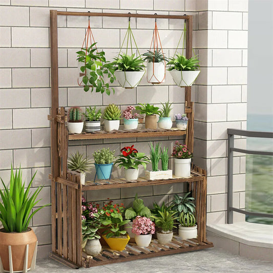 Heavy Duty Hanging Plant Stand With 3 Tiers Indoor Outdoor