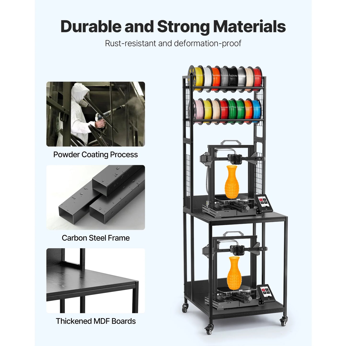 SucceBuy 4-Tier Filament Storage Rack With Wheels For 3D Printing