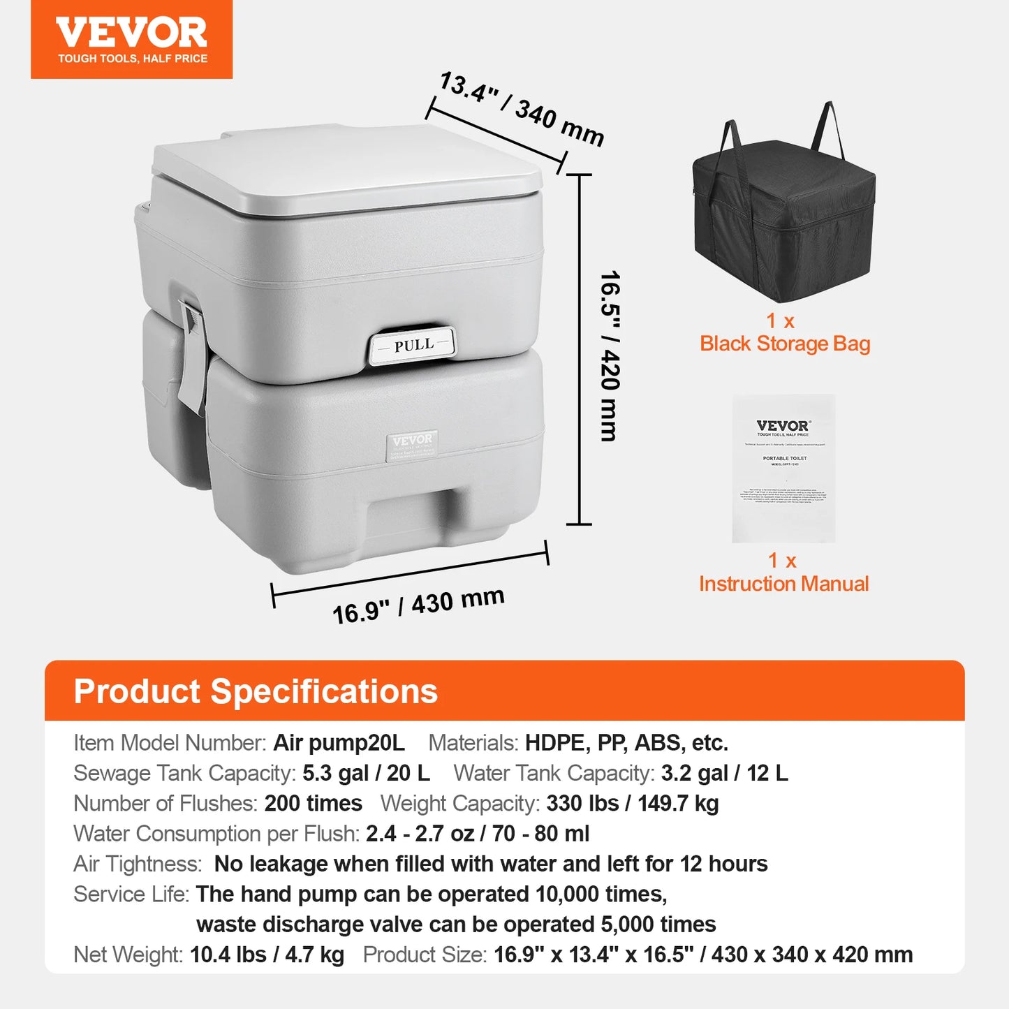 SucceBuy Portable Camping Toilet With Pressurized Flush Cyclone System