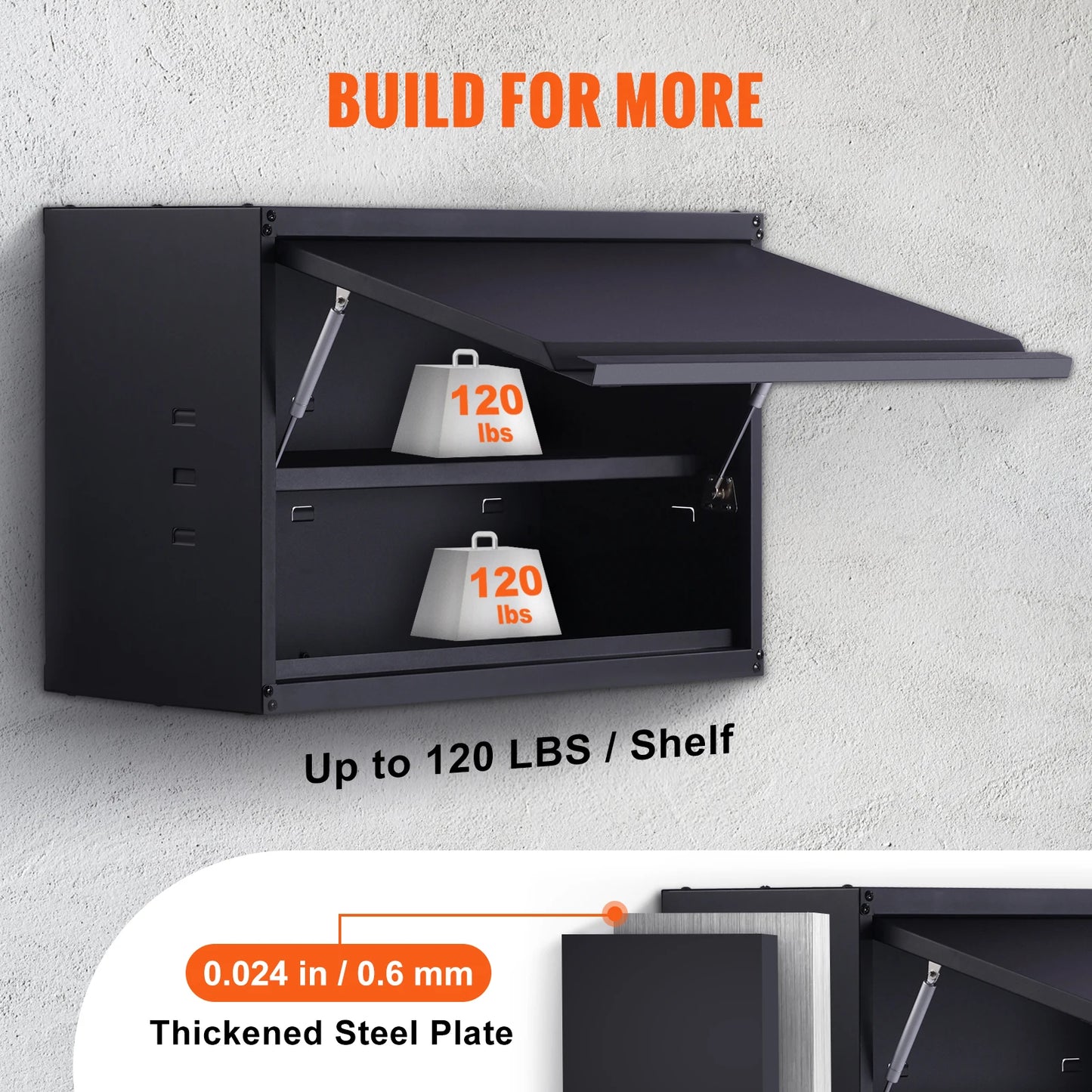 SucceBuy Wall Mounted Metal Storage Cabinet With Adjustable Shelf For Garage