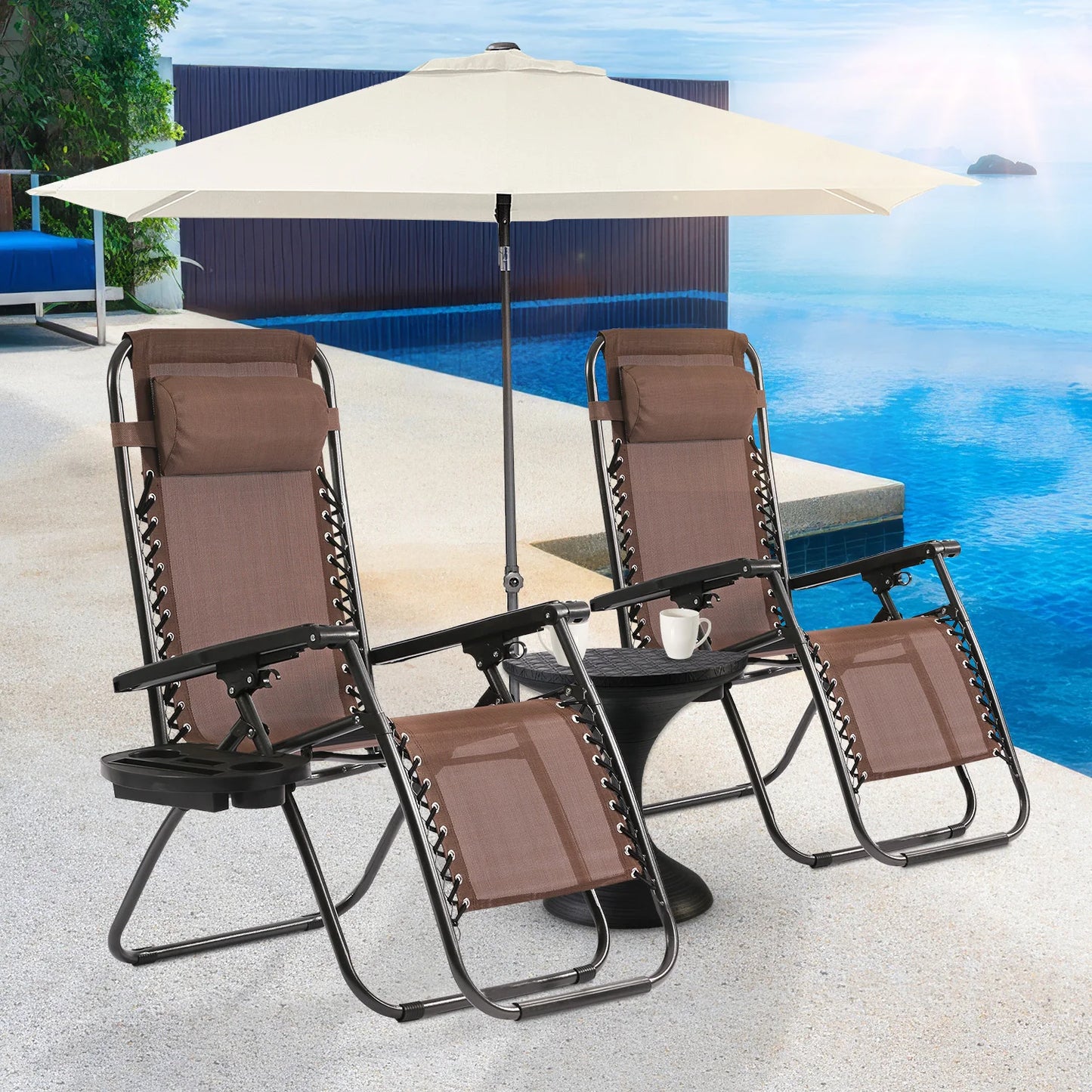 DOPINMIN Zero Gravity Chairs Set of 2 With Cup Holder