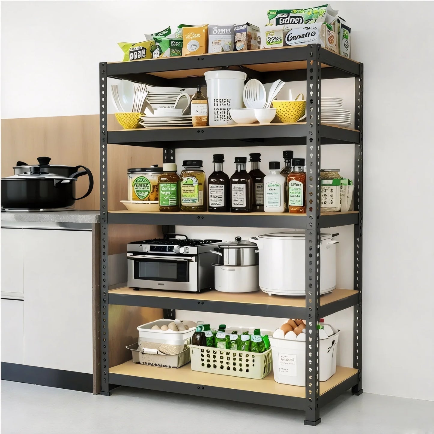 Five-Tier Rust-Resistant Heavy Duty Garage Shelving System 2000 LBS Capacity