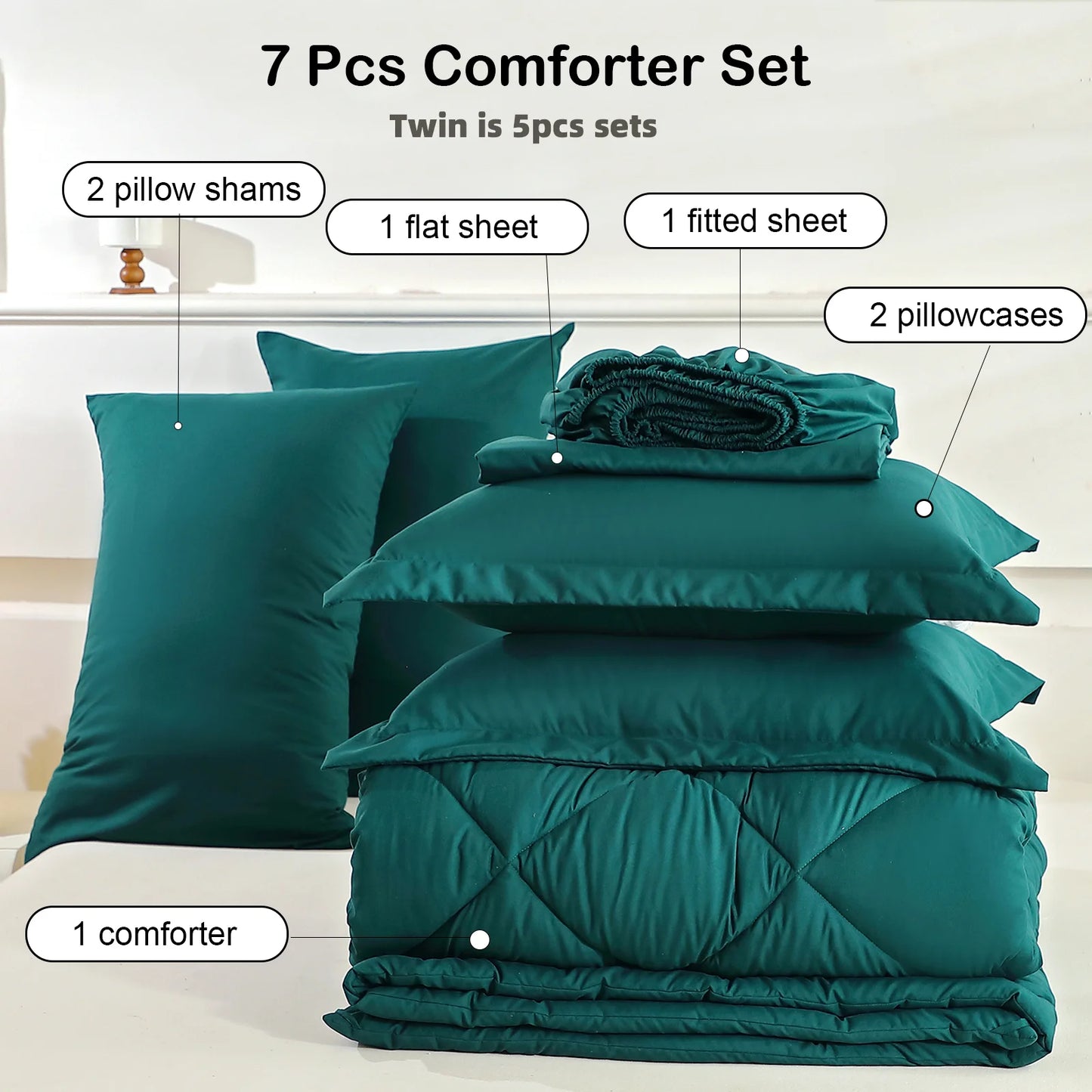 easYum Bedding Set Comforter Flat Sheet Fitted Sheet Pillowcases