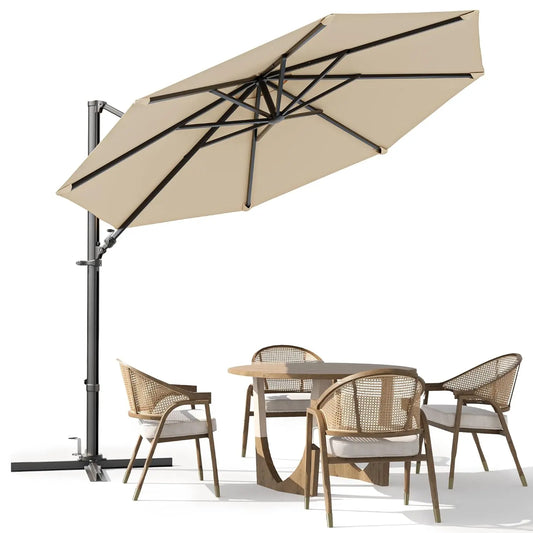 Outdoor Patio Umbrella With 360 Degree Rotation Offset Market Umbrella