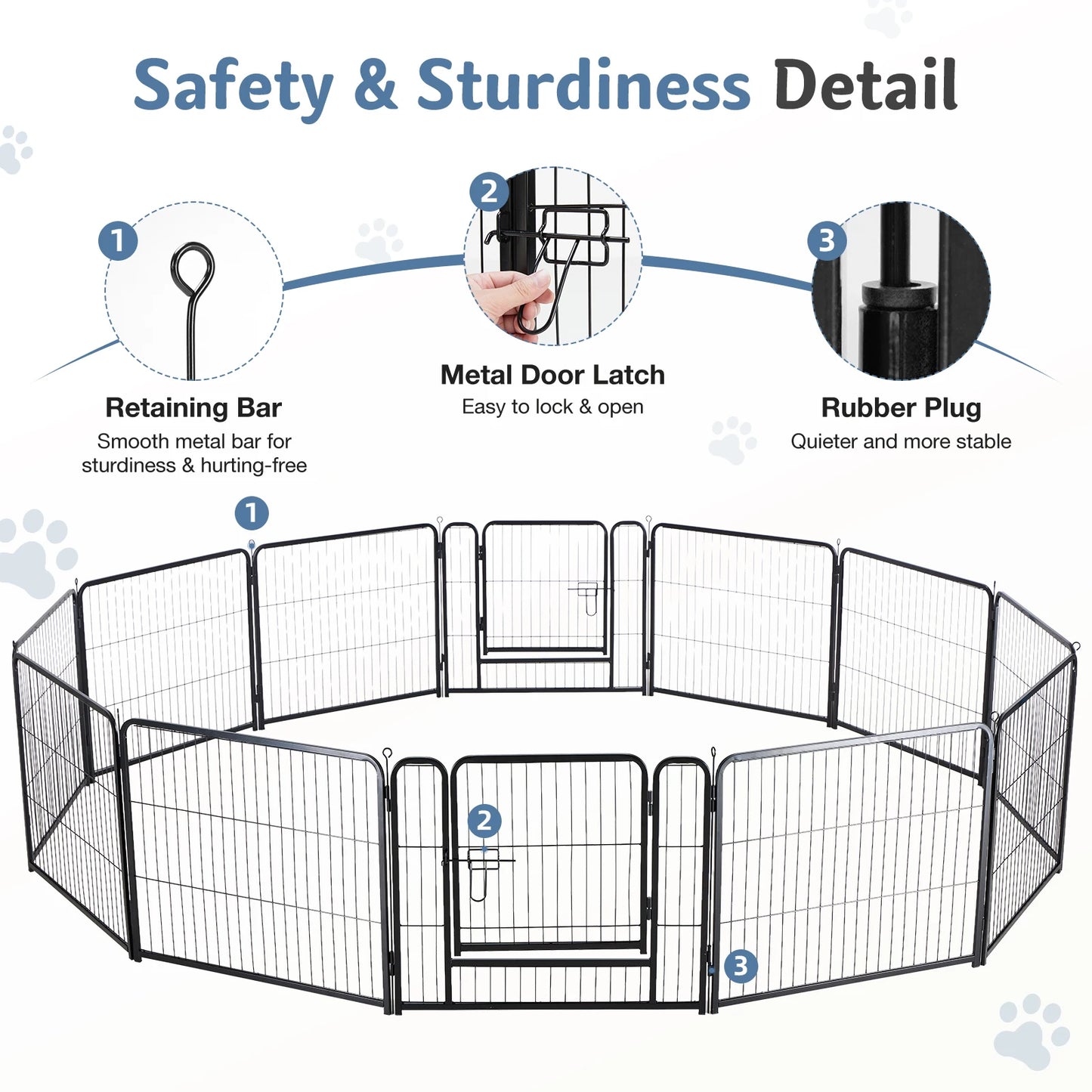 JHK Metal Foldable Dog Playpen Pet Fence For Outdoor Use
