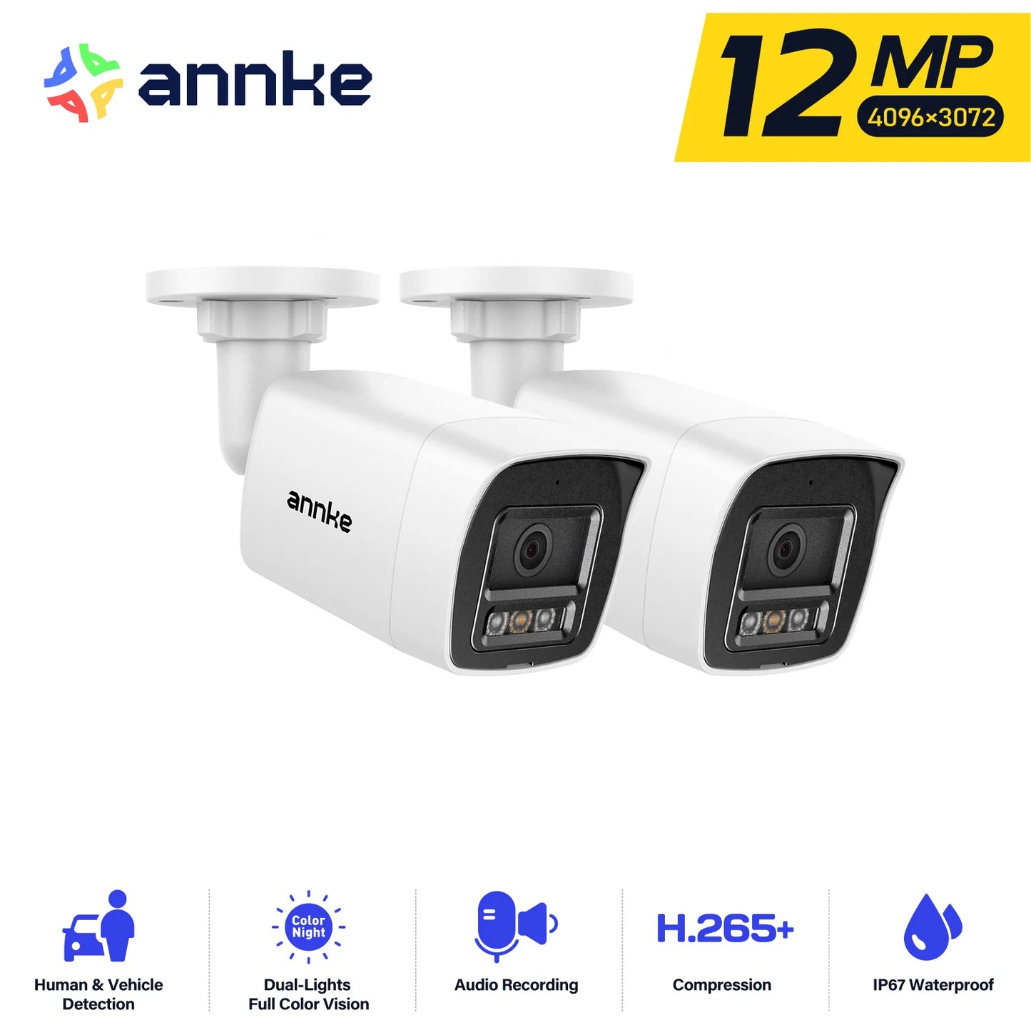 ANNKE 12MP Outdoor Dual Light PoE Security Camera IP67
