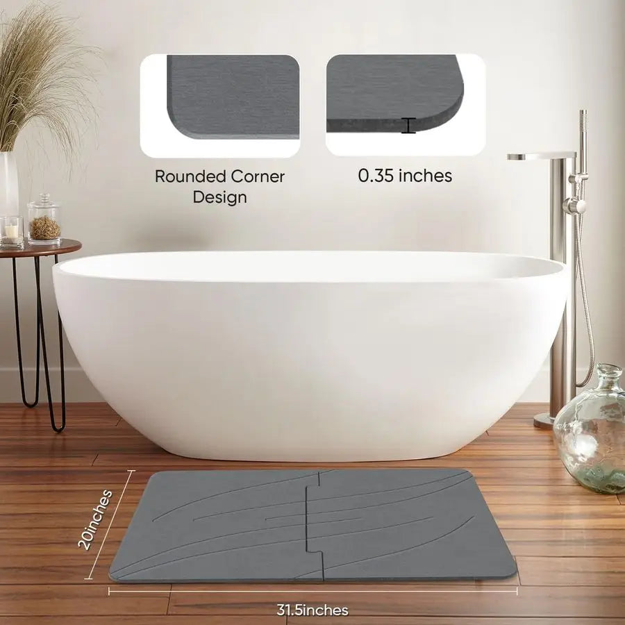Diatomaceous Earth Bath Mat Non Slip Quick Dry Bathroom Floor
