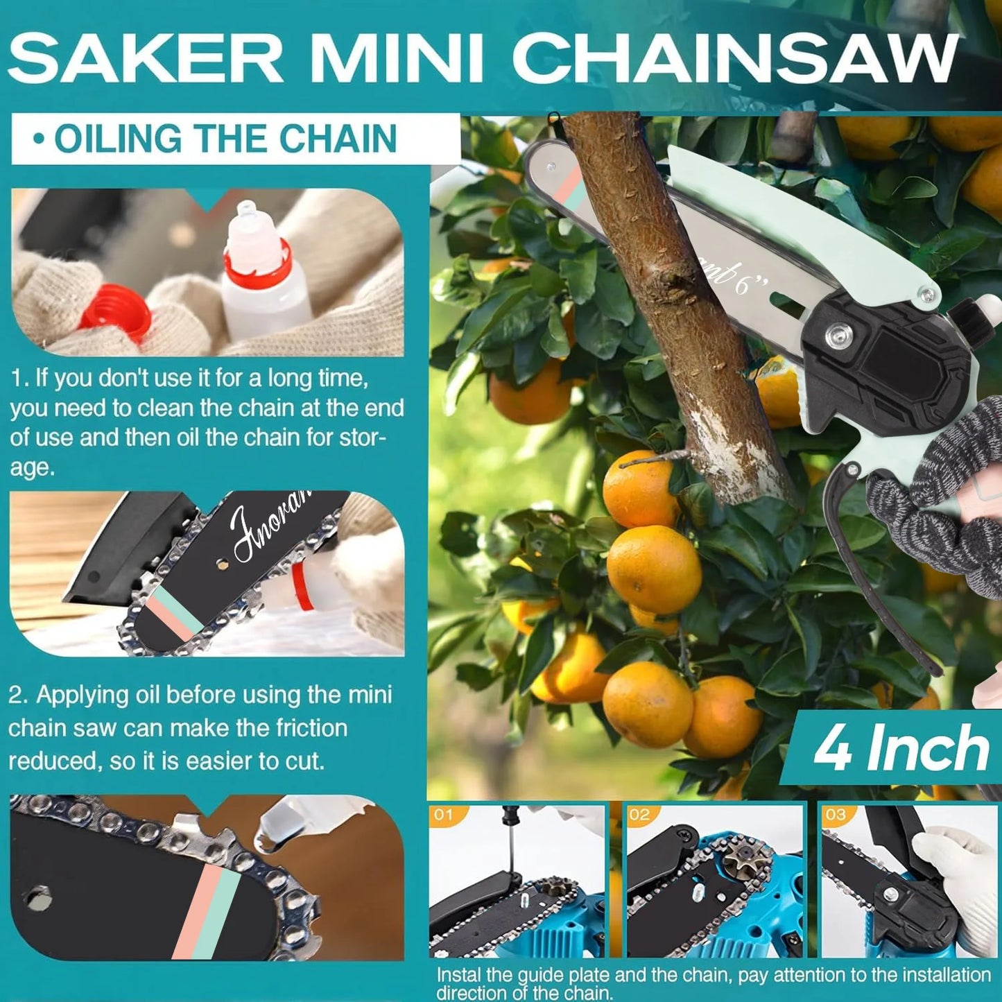 Cordless Mini Chainsaw With Dual Batteries Portable Tree Cutter
