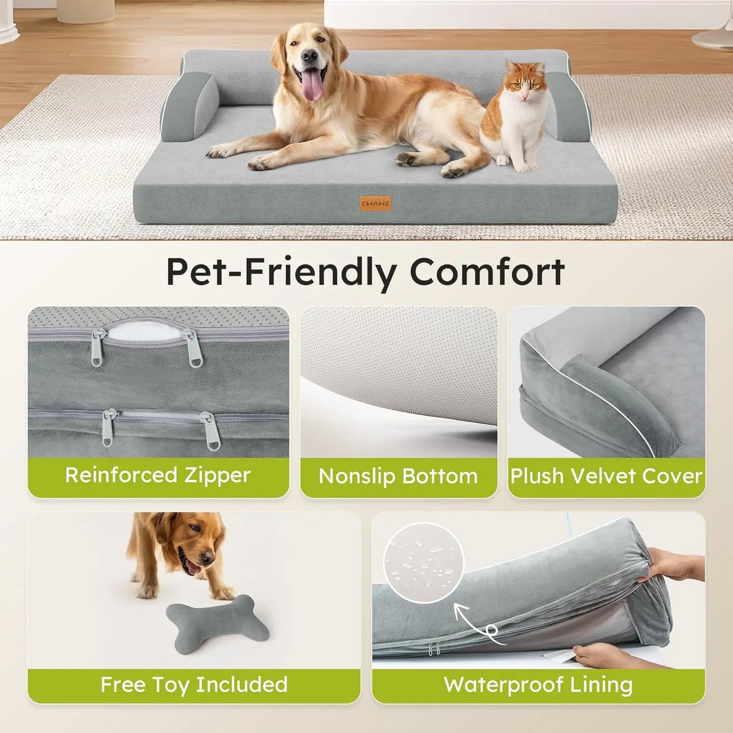 Orthopedic Cooling Memory Foam Dog Bed With Washable Waterproof Cover