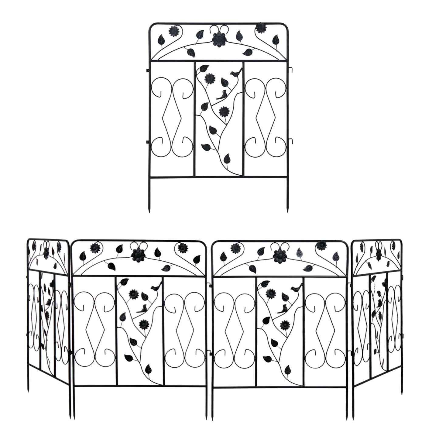 Five Pack Steel Decorative Garden Fence Panel Folding Border Fence