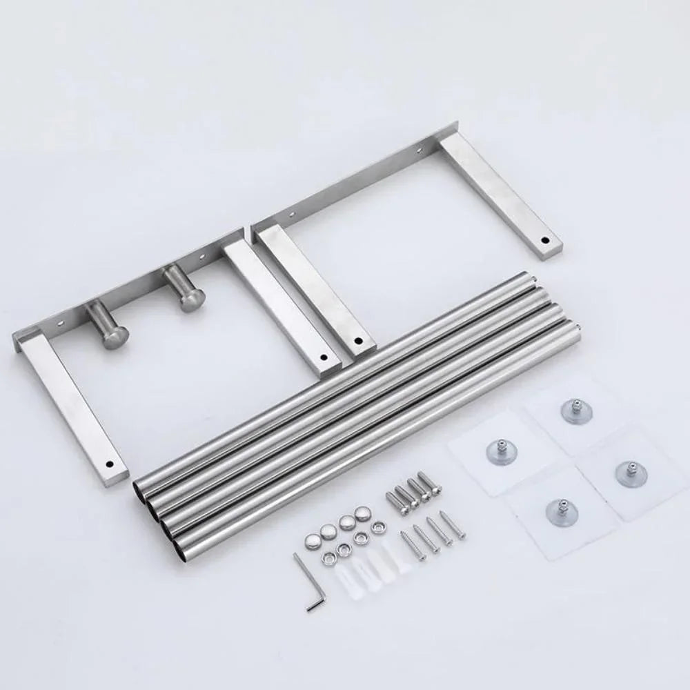 Stainless Steel Single Tier Wall Mounted Towel Rack For Bathroom Storage