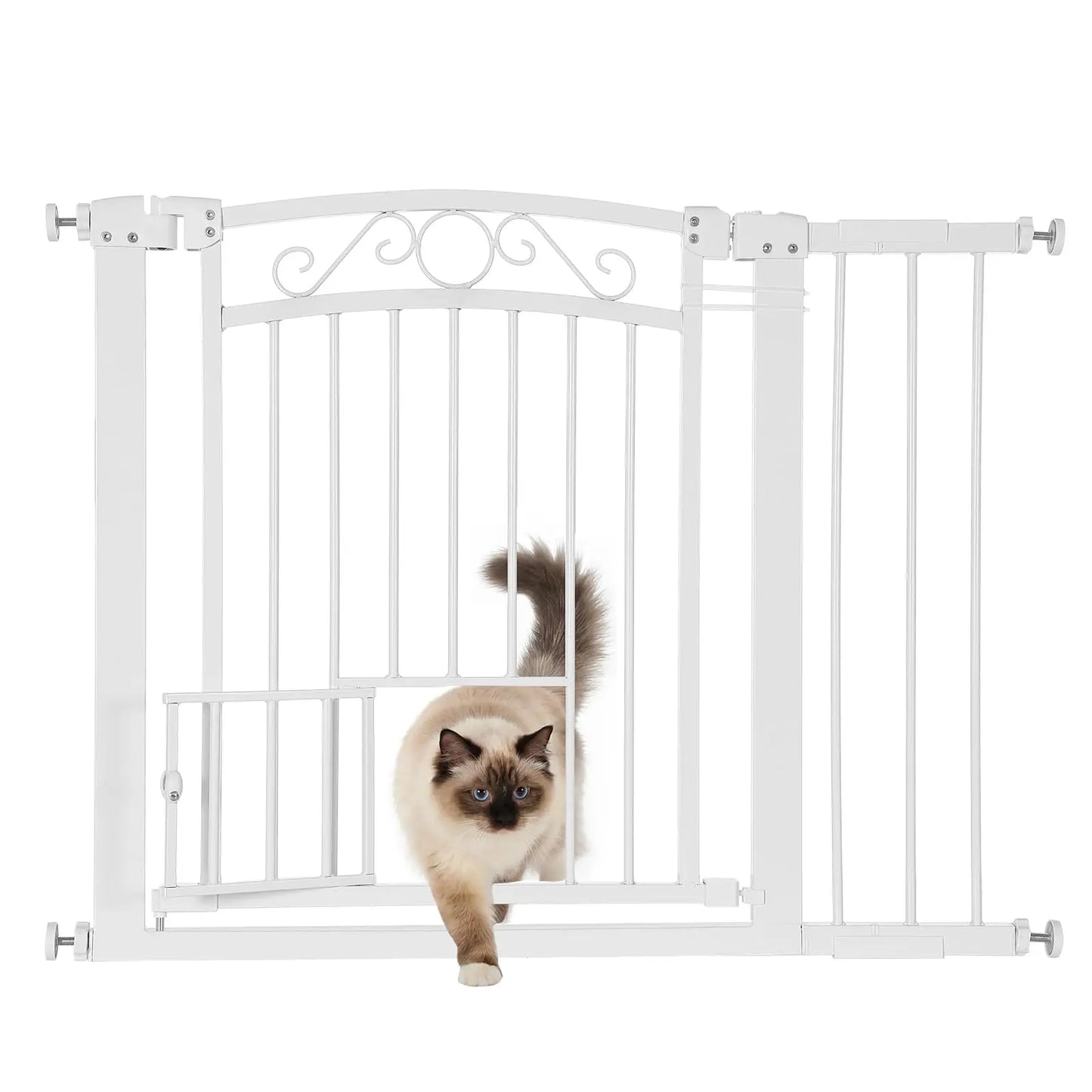 HiMISS Auto Close Pressure Mount Dog Gate Double Lock Walk Through