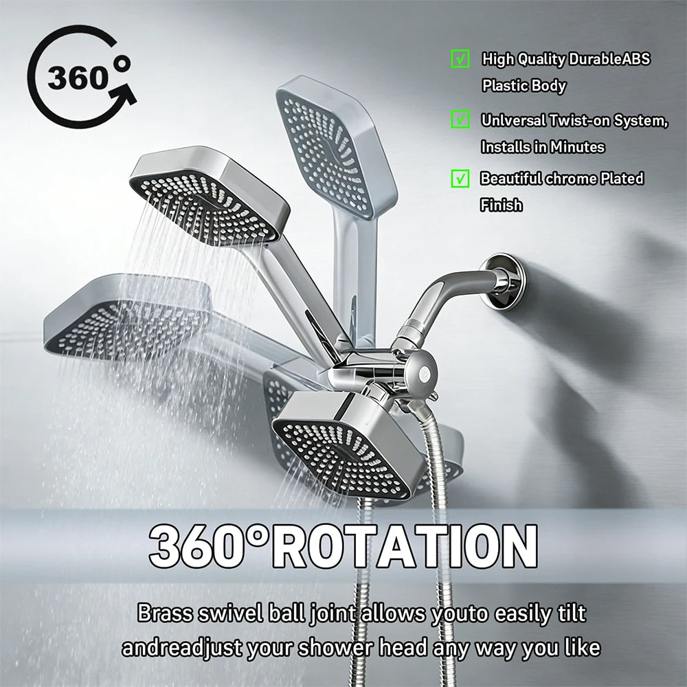 Two In One Shower Set With Handheld Head And Long Hose Square Design