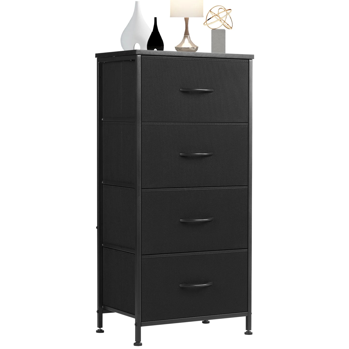JHK Modern Dresser With 4 Fabric Drawers And Steel Frame