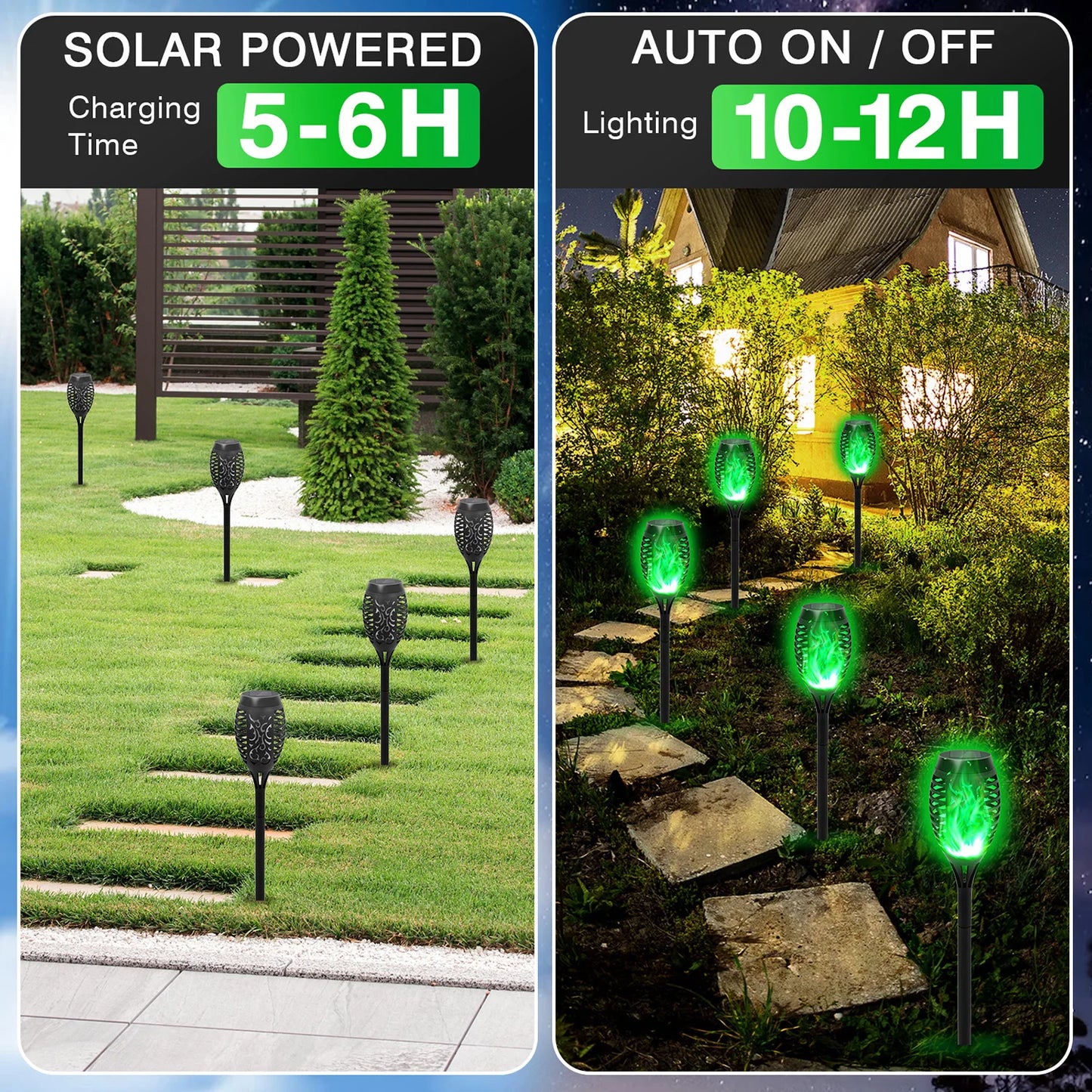 Green Solar Flame Light Outdoor Torch Lamp For Garden Decor