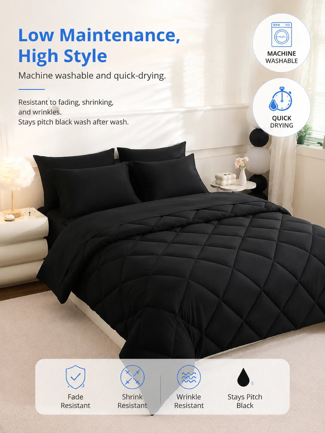 easYum Bedding Set Comforter Flat Sheet Fitted Sheet Pillowcases