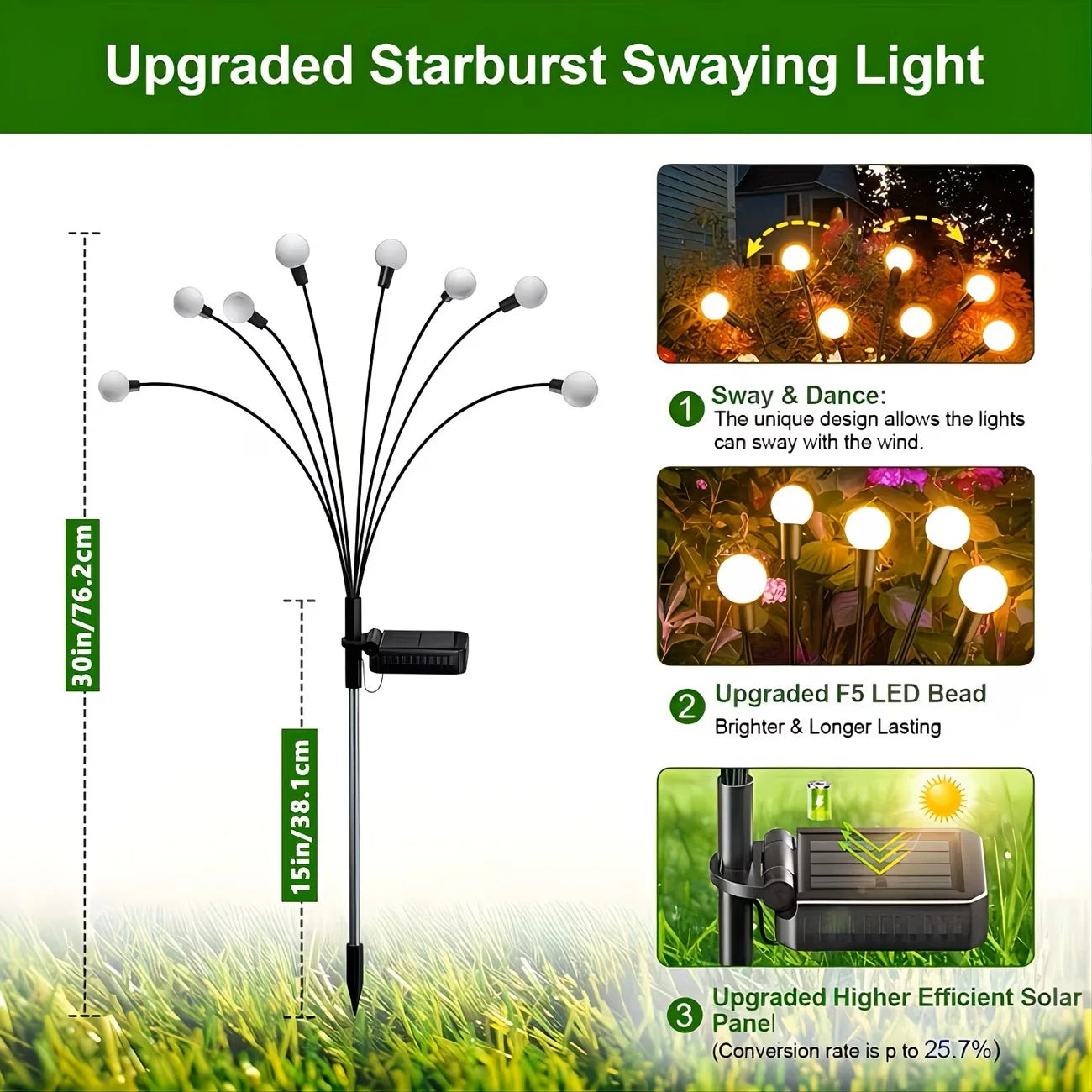 Solar Lights Outdoor 8 Pack Firefly Twinkle Pathway Garden Waterproof