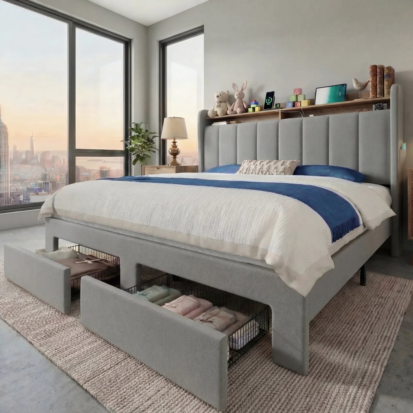HOOMIC Bed Frame With Storage Drawers And Led Lights