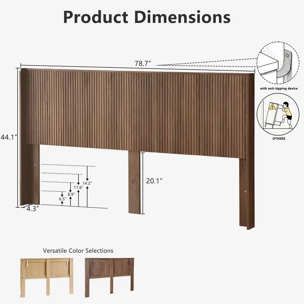 Fluted Headboard Mid Century Modern Farmhouse Wall Mounted