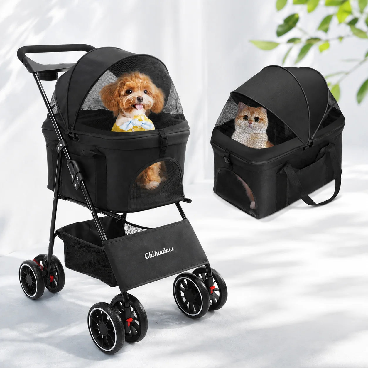 3 in 1 Pet Stroller for Medium Dogs Cats - Portable Foldable Dog Stroller with Removable Carrier, All-Terrain 4 Wheels Cat Strol