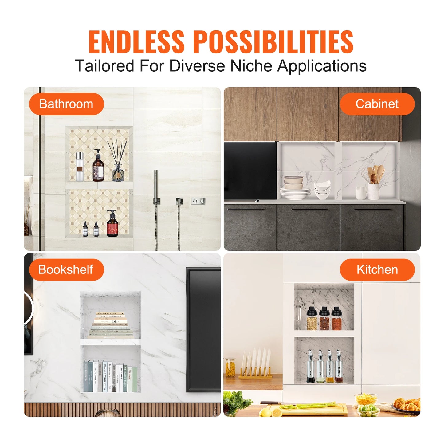 Shower Niche Shelf Organizer For Tile Corners Recessed Soap Storage