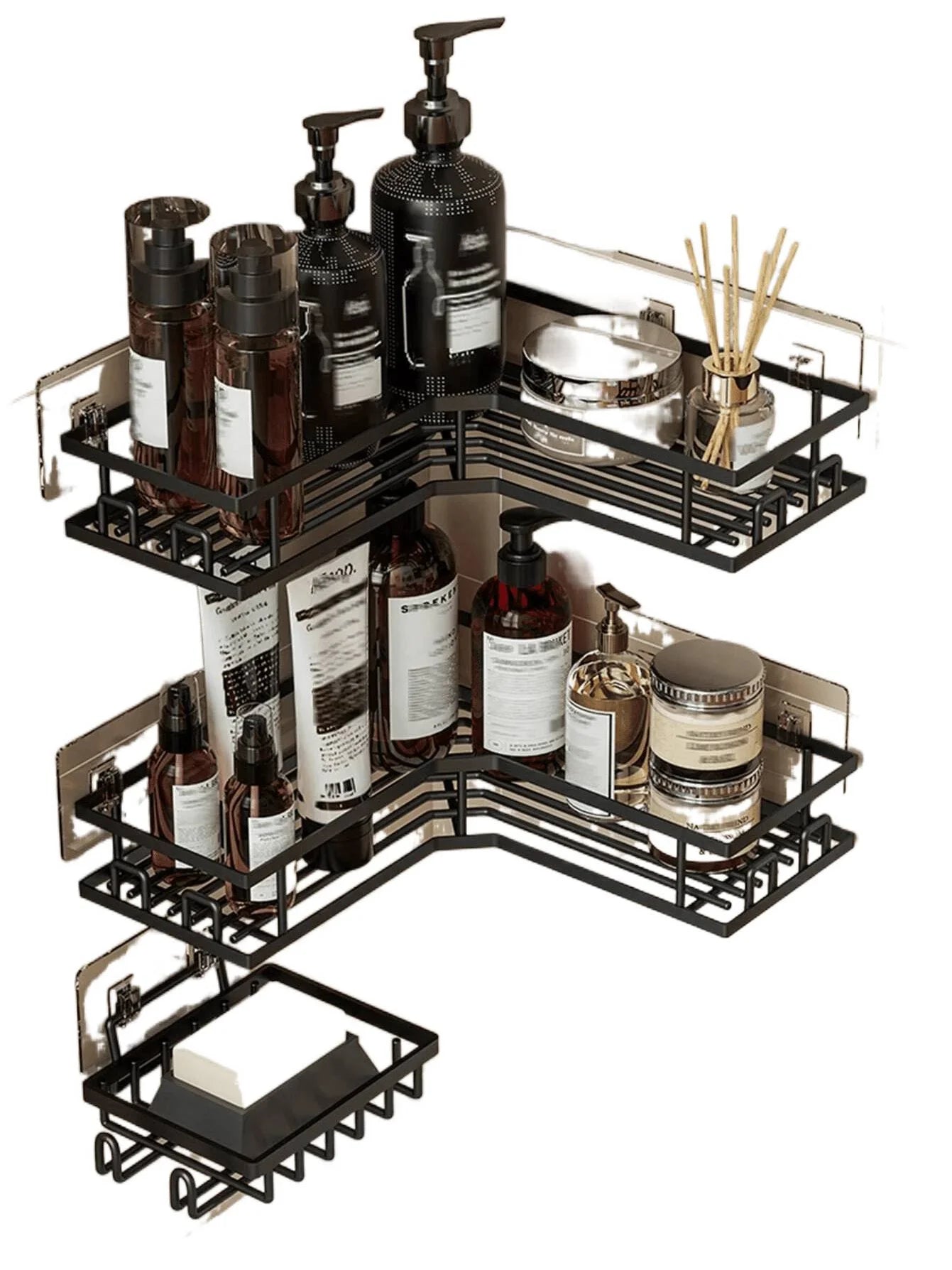 Stainless Steel Corner Shower Caddy Wall Mounted Storage Rack Set