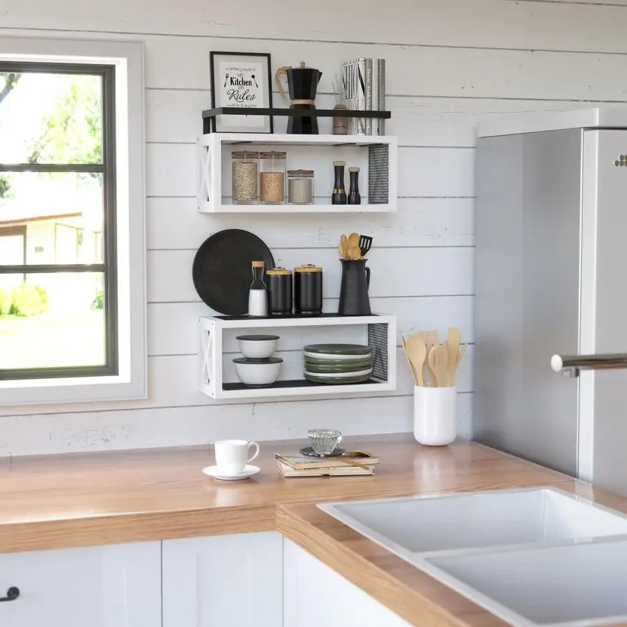 Floating Shelves With Guardrail Rustic Wood Wall Decor
