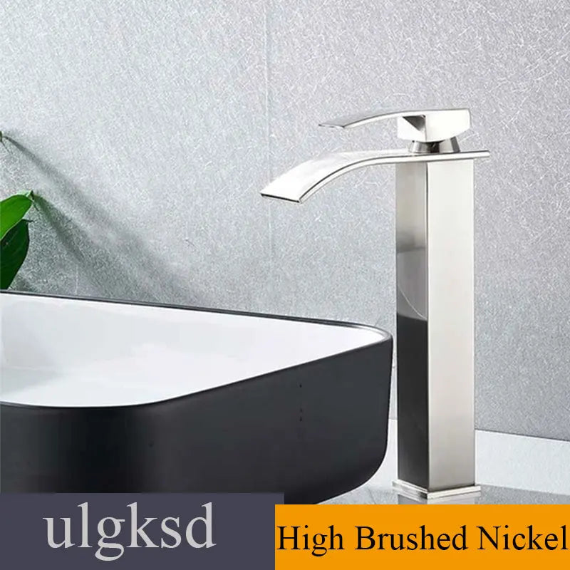 Ulgksd Waterfall Basin Faucet Single Handle Deck Mounted Hot Cold
