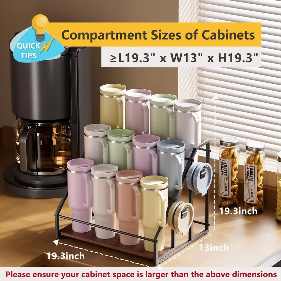 Bamboo Water Bottle Organizer for Stanley Tumblers and Large Cups