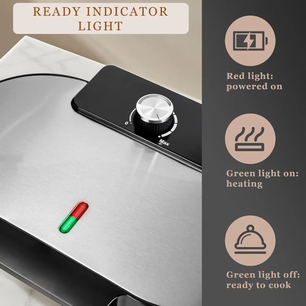 1200W Double Waffle Maker Belgian Waffle Iron For Breakfast