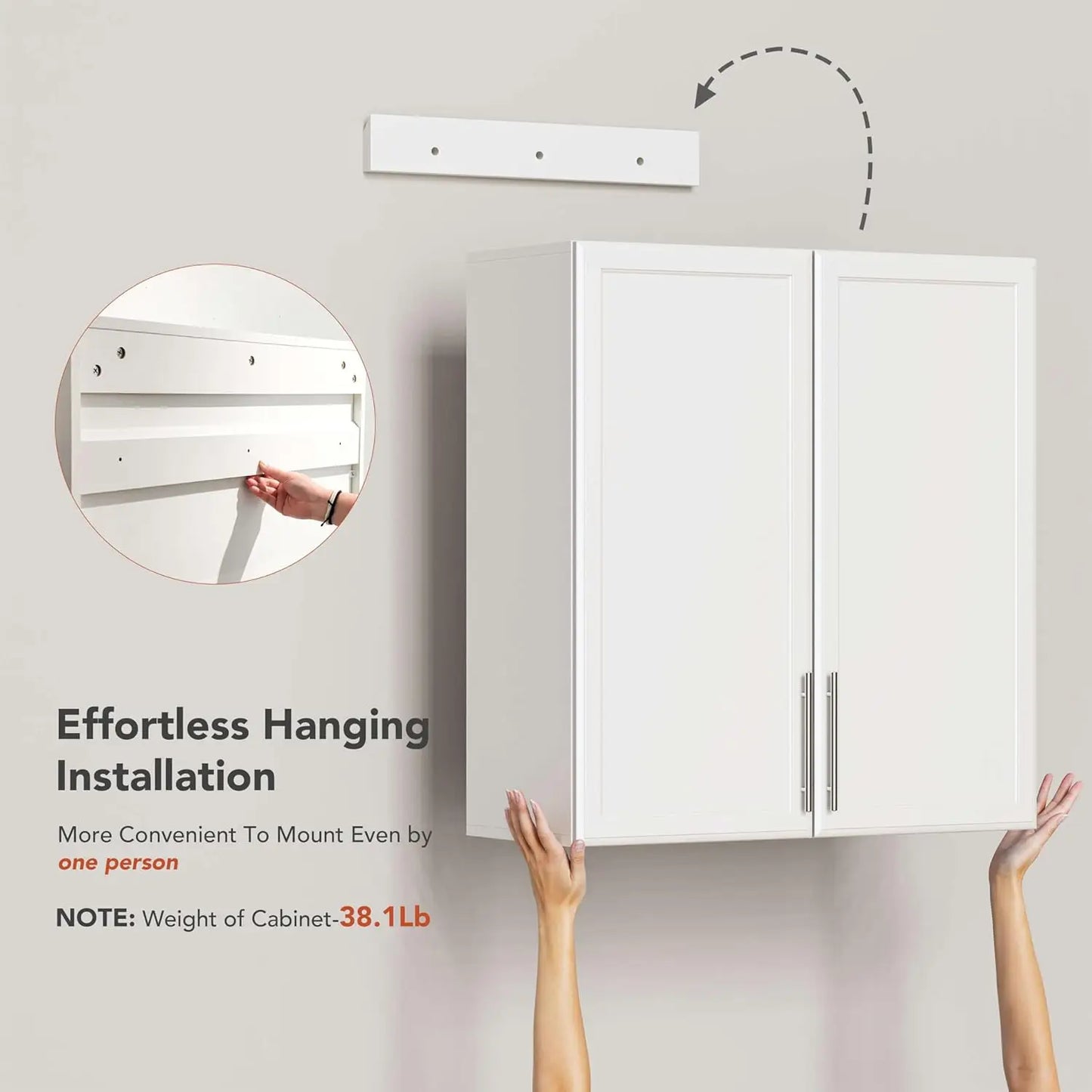 Laundry Room Wall Cabinet With Adjustable Shelves And Durable Wood