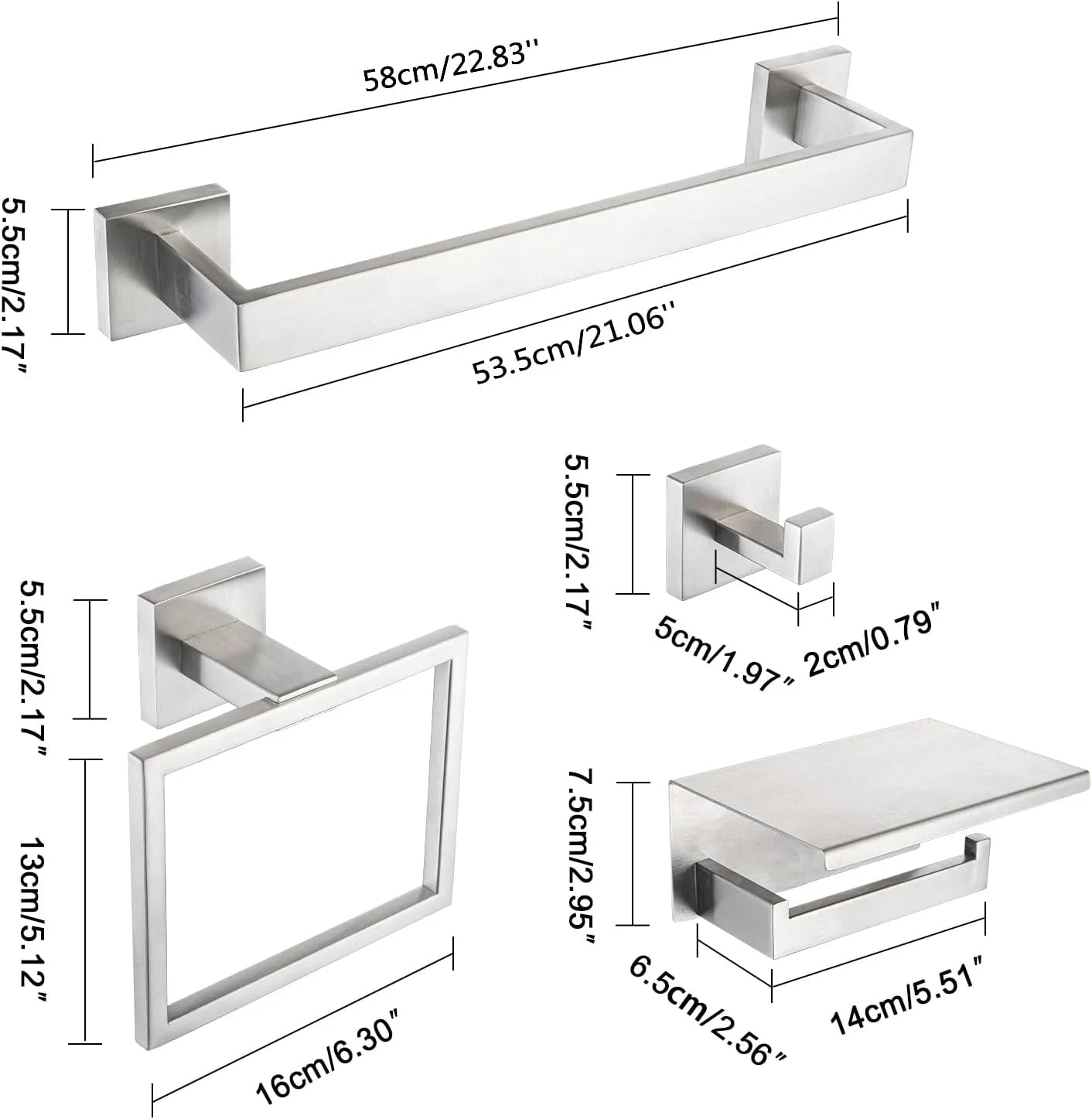DQOK Brushed Stainless Steel Bath Hardware Set With Accessories Included