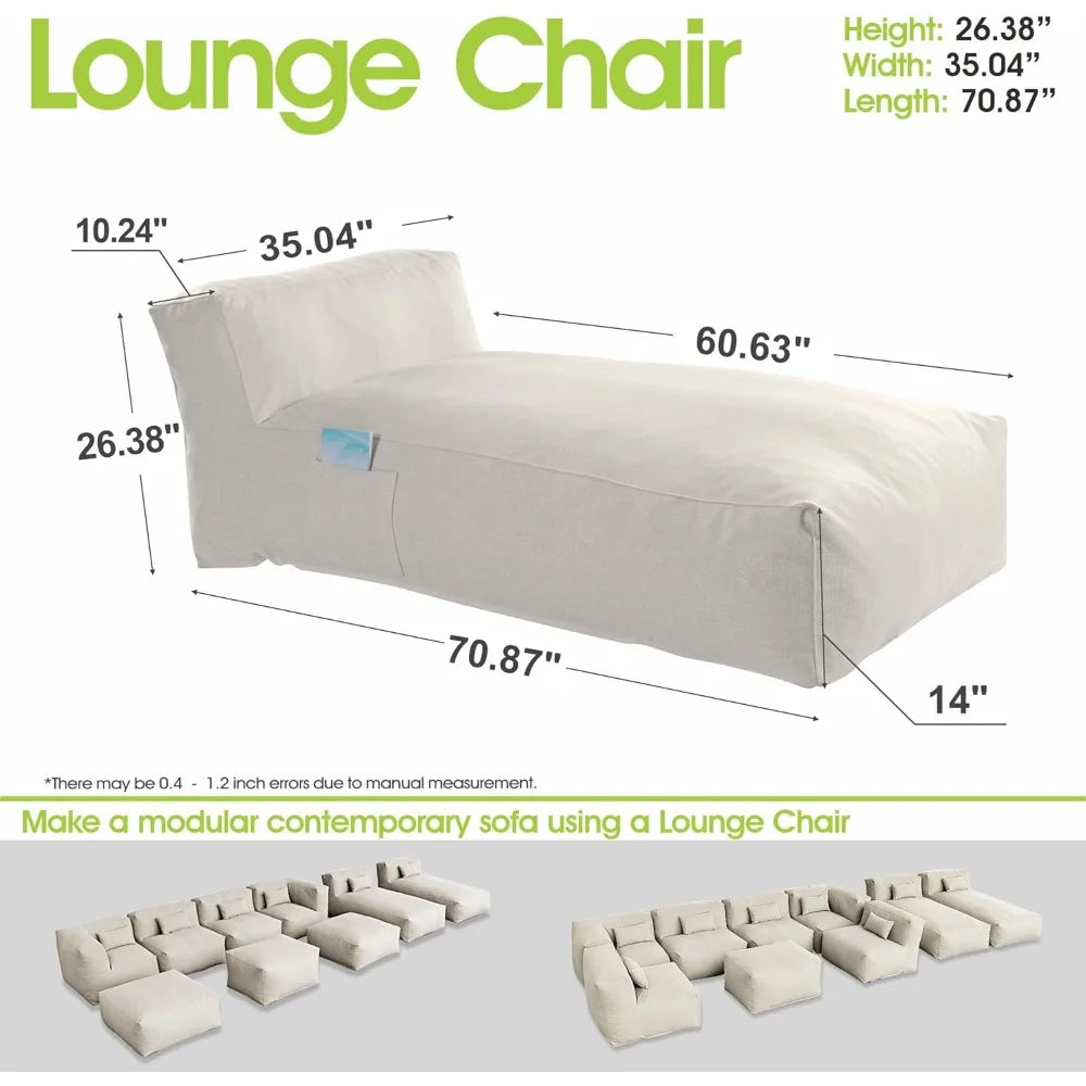 Outdoor Bean Bed Chair Sun Lounger Foam Filled Day Bed