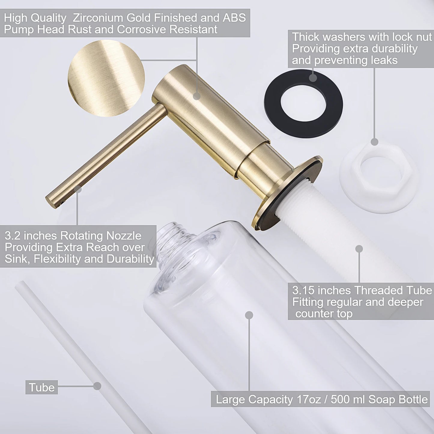 Samodra Brass Pump Liquid Soap Dispenser For Kitchen